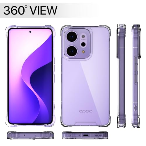 Image of Amazon Basics Back Cover for Oppo Reno 14 5G PC + TPU Clear Transparent Raised Edges Shockproof Protective Phone Bumper Case(Transparent)