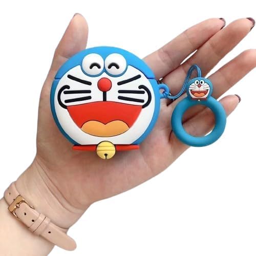 Image of Dezet Cute Soft Silicone Pouh Case for Airpods Pro GEN-2 (2022) � 3D Cartoon Animal Character Cover with Keychain Ring, Shockproof & Dustproof Protective Case for Kids & Girls (DOREMOON)