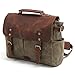 SUVOM Genuine Leather Laptop Canvas Messenger Bag 14 inch Shoulder Briefcase Waterproof