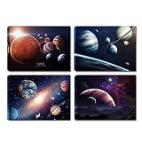 Lingula Solar System Wall Art Prints - Decor Teen Bedroom Real Outer Space Posters Framed Set of 4 P