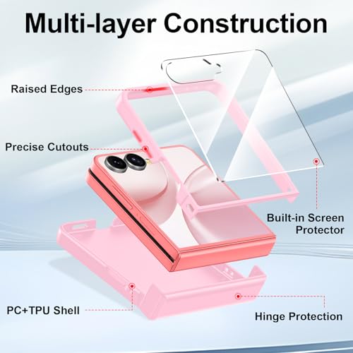 Btscase for Samsung Galaxy Z Flip 7 Case 2025 with Hinge Protection & Built-in Screen Protector, Military Grade Drop Protection Slim Shockproof Full Body Rugged Phone Cover Anti-Fingerprint, Pink by Btscase - Used condition - Image 4