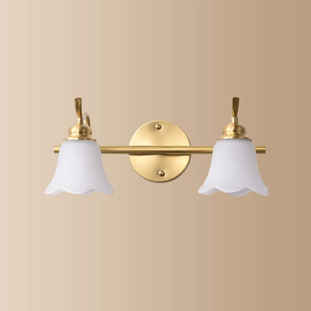 Olskfuh Size_name Wall Lamp Wall Sconce With Frosted Glass Shade Farmhouse Industrial Bathroom Vanity Light Over Mirror E14 Vanity Light Fixture For Makeup Dressing Table Bath Bar, Copper,-2-Light