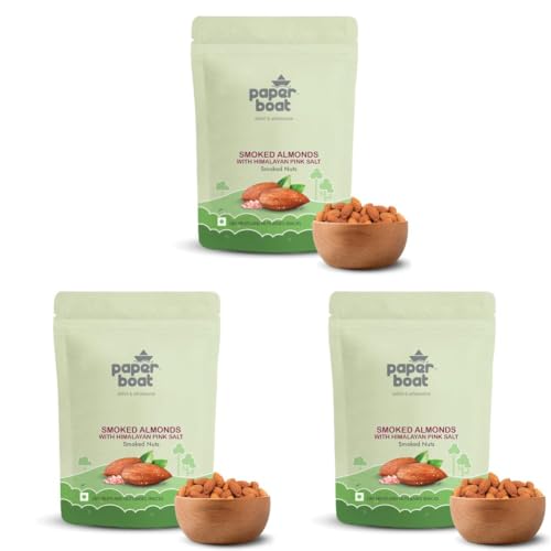 Image of Paper Boat Premium Smoked and Roasted Almonds with Himalayan Pink Salt, Healthy Dry Fruit Snack, Pouch (200g) (Pack of 3)