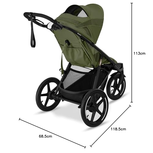 CYBEX Gold AVI SPIN Kinderwagen, Ab Geburt bis ca. 4 Jahre, Max. 111 cm und 22 kg, City-, All-Terrain-Kinderwagen, Moss Green