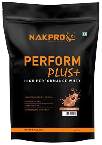 Image of NAKPRO NUTRITION Perform Plus+ Whey Protein Concentrate | 1kg Coffee | 24g Protein | Trustified Certified
