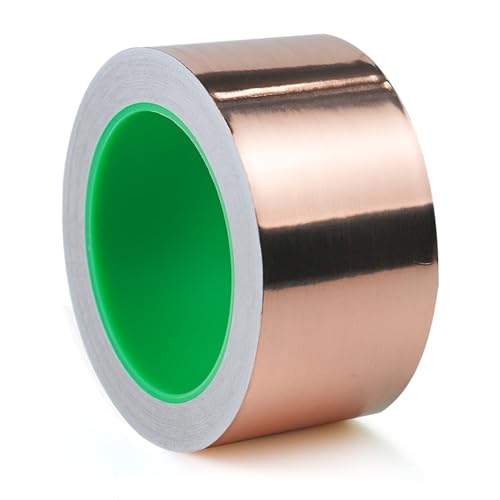 Image of BOMEI PACK 2inch x 49ft Copper Foil Tape with Conductive Adhesive for Guitar and EMI Shielding, Crafts, Soldering, Stained Glass, Electrical Repairs, Grounding 1 Pack