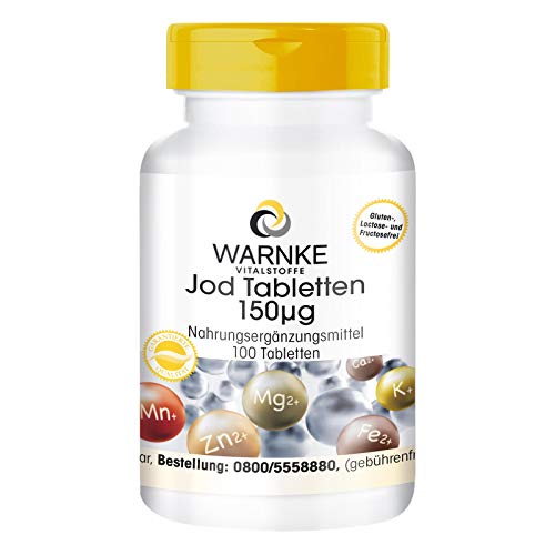 Yodo 150µg  100% de requerimientos diarios de yodo  100 comprimidos  articulo vegano
