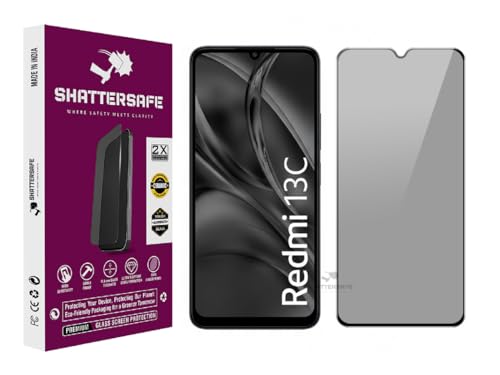 Image of Anti-Spy Privacy Tempered Glass Compatible For Redmi 13C [Pack of 1]. 9H Hardness, Anti-Scratch, Edge-to-Edge Protection With Easy Installation Kit & Case Friendly Fit.