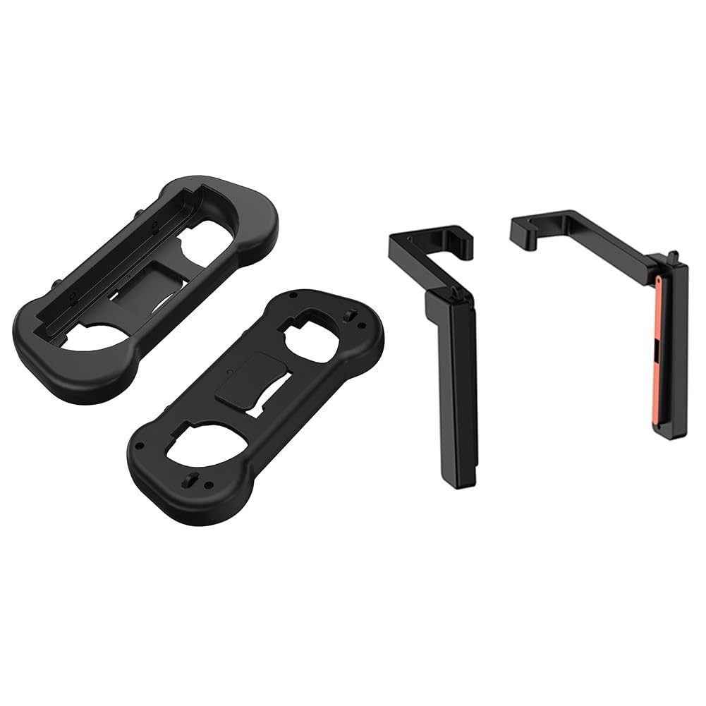 Supporto da auto 2 in 1 e set di impugnature per Nintendo Switch 2, supporto regolabile 180 con 2 impugnature per controller, design compatto in ABS, nero