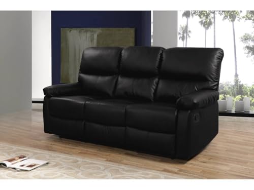 Canapé Relax 3 Places Lincoln Noir PVC - Gecodis
