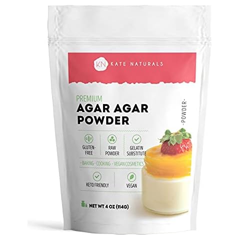 Kate Naturals Agar Agar Powder for Cooking & Petri Dishes. Vegan Gelatin Substitute Powder Unflavored for Gelatin Sheets & Halal (4oz, Vegetarian, Plant-based) Cover