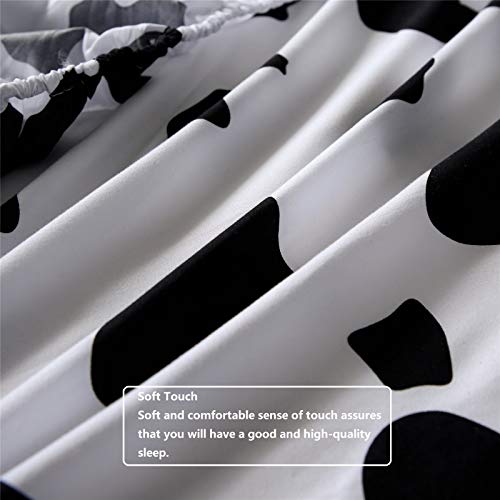 You Sa Cartoon Cow Print Bed Sheet Set Queen Size, Ultra Soft Microfiber Bed Sheets For Kids/Boys/Girls, Black White Milk Cow Bedding Collections, 1 Fitted Sheet, 1 Flat Sheet And 2 Pillowcases #TOP7