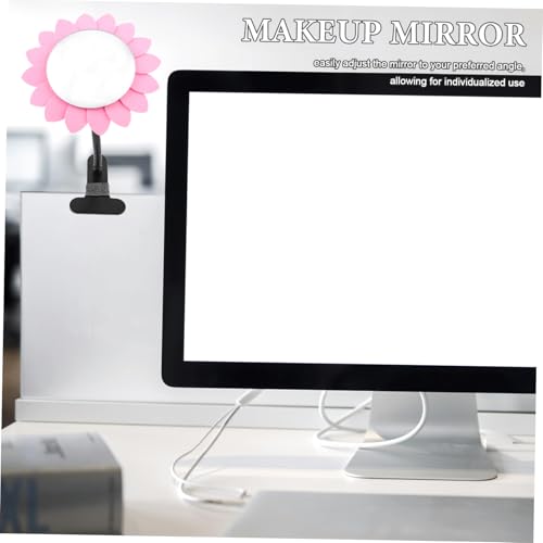Espejo compacto para maquillaje en escritorio color rosa miniatura 5