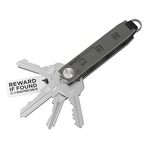 Keyport Pivot 2.0 Ti Key Organizer - Premium Titanium Key Organizer Keychain w/Key Ring for Auto Fob + Lost & Found | Compact Car Key Holder | Modern Key Case | Minimalist Titanium EDC Gear Cover