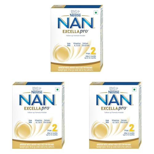 EXCELLAPRO Nan Stage 2 Follow-Up Formula Milk Powder For Babies (After 6 Months), With Dha-Ara, 400G Bag-In-Box Pack, Infant (Pack of 3)