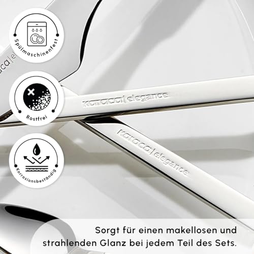 Karaca Sedir Elegance 84 Piece Silver Cutlery Set for 12 People - 18/10 Stainless Steel Knife Fork Spoon Set - Kitchen Silverware Knives and Forks Set