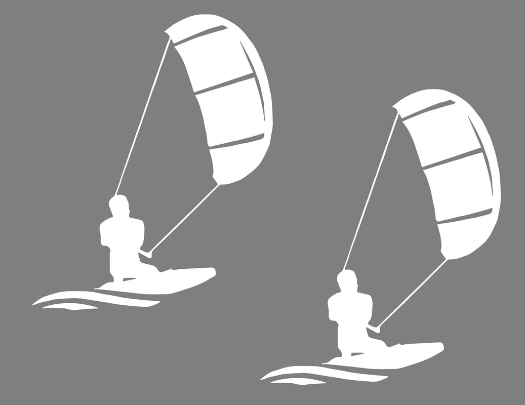 2 Pack - Kite Surfing | Decal Vinyl Sticker Graphics for Car Truck SUV Van Wall Window Laptop | 4.4" Width by 5.5" Height HGC3379.07 White