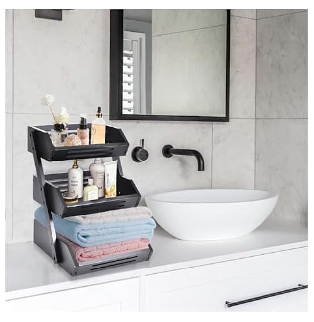 3-Tier Bamboo Fruit Basket, Kitchen Counter Organizer - Vegetable & Snack Holder, 15mm Thick - Self-Assembly