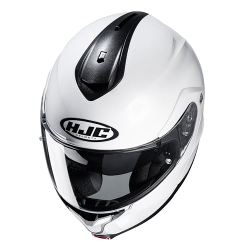 HJC C91N Plain Modular Flip Front Motorcycle Helmet Pearl White (XL) - Image 3
