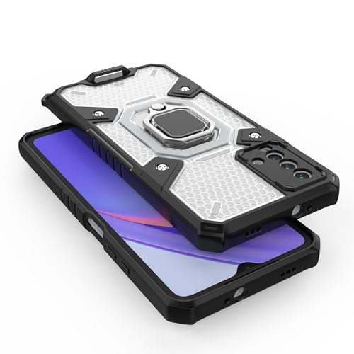 Image of zivite Thermoplastic Polyurethane Tough Armor Bumper Back Case Cover For Redmi 9 Power|Ring Holder & Kickstand In-Built|360 Degree Protection Back Case Cover For Redmi 9 Power (Transparent)