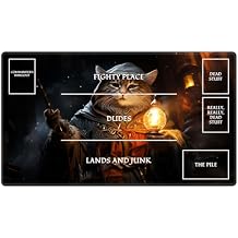 Playmat with Zones for MTG Card Game Playing, Game Mats Tabletop Magic Play Mat 24"x14" Commander Deck Gaming Desk Duel Mat Card Gameplay Mats for Beginner, Cat Wizard