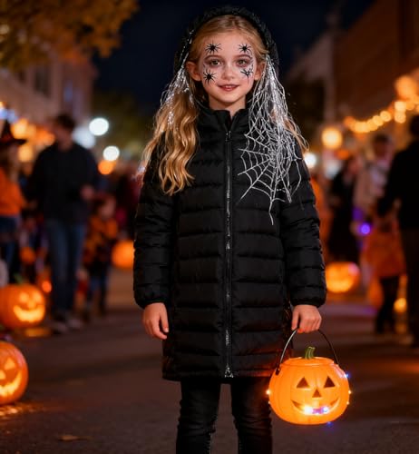 Enlifety 4-11T Girls Winter Coat Long Lightweight Hooded Puffer Jacket2