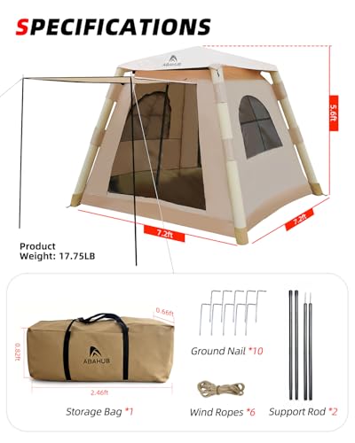 Carpa inflable para camping Abahub con bomba manual y toldo miniatura 7