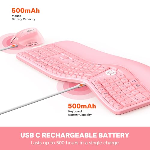 Image of MEETION Ergonomic Keyboard and Mouse Combo, 2.4G Cordless Split Keyboard with Cushioned Palm Rest, Vertical Wireless Mouse, Natural Typing Full Size Keyboard, for Windows /Mac PK