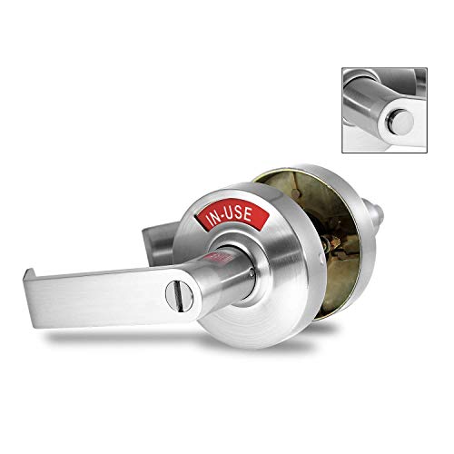 VIZILOK ADA Compliant Indicator Privacy Lock C5FS-L Durable ANSI GRADE2 comp Commercial Left Handed Non Reversible in-USE or Vacant Indicator Push Button Lever - Satin Chrome