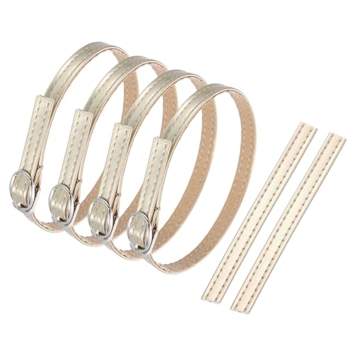 sourcing map Correa de tobillo de repuesto para tacones, correa desmontable de piel sintética para zapatos, Gold, 0.8cm