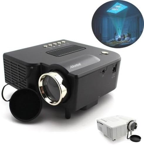 Aketek Multimedia LCD Image System Home LED Digital Projector 60" Cinema Theater, PC Laptop VGA Input USB UC28(SD / USB / AV / VGA /HDMI Port) (Black)