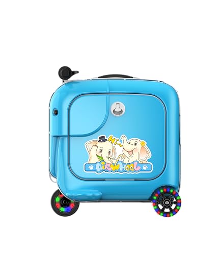 Airwheel SQ3S Valise électrique Enfant 20 L avec Batterie Amovible, Haut-Parleur intégré et Roues Lumineuses (Bleue)