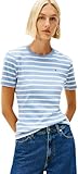 Tommy Hilfiger Slim Cody C-nk Ss Ww0ww40587 Camiseta, Blue (Clear Water/ Ecru Stp), XXL para Mujer