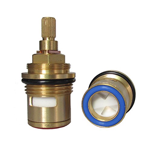 Huashan Pair of Replacement Brass Ceramic Disc Stem Cartridge Faucet Valve Quarter Turn 3/4" X 57mm x 12mm spline length 20 teeth
