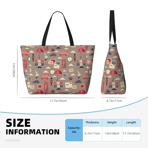 London Stamp Pattern Large Beach Bag Waterproof Sandproof Swim Tote Pool Bag For Women With Zipper3