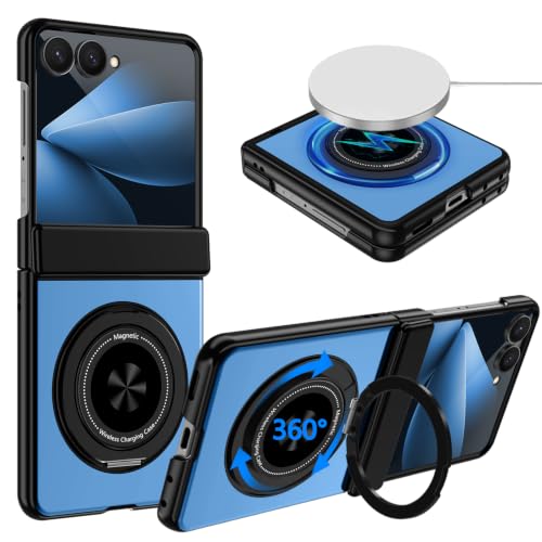 Hekodonk for Galaxy Z Flip 8 Case with 360 Rotatable Stand,[Compatible with MagSafe][Front Screen Protector],Magnetic Ring Holder with Hinge Protective Case for Samsung Z Flip 8,Blue by Hekodonk - Used condition - US$14.11