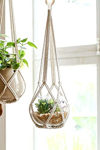 Tipfit 2 Pack Macrame Plant Hanger - Indoor Outdoor Hanging Planter Shelf - Decorative Flower Pot Holder - Boho Home Decor Plant, In Box, For Succulents, Cacti, Herbs, Large Plants (White) #TOP3