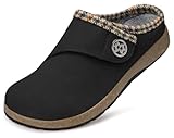 Picture of Eagsouni Slippers for Women Men Suede Winter Warm Fuzzy Slippers Slip On Plush Lining Home Shoes with Arch Support for Plantar Fasciitis Indoor Outdoor,Black,38 EU