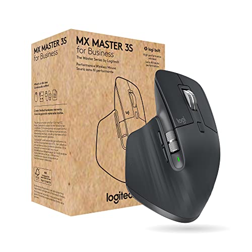Logitech MX Master 3S para Empresas, ratón inalámbrico con clics Suaves, 8K dpi, Receptor USB Logi Bolt Seguro, BT, Carga USB C, Desplazamiento MagSpeed, Windows/Mac/Chrome/Linux   Gris