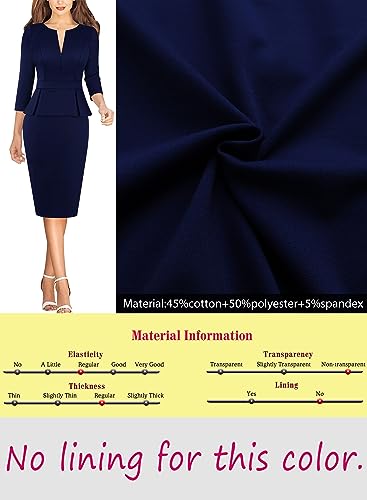 Image of VFSHOW Womens Wear to Work Front Zipper V Neck Peplum Business Office Church Flattering Pencil Sheath Dress