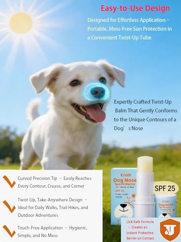 Dog Nose Sunscreen Balm SPF-25 – Plant-Based, Lick-Safe Sun Protection with Shea Butter – Moisturizing Nose Butter for Dry Nose, Beach Dog Essentials for White Dogs & Bulldogs – Fragrance-Free