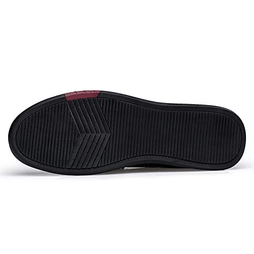 Oxford Shoes for Men Formal Shoes Slip On Style Mesh Fabric Material Round Toe Low Top with Breathable Hollow Vamp(10) Black4