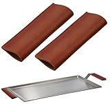 Quality Material: crafted from genuine leather, our leather handle covers are tanned and hand-sewn for exceptional quality and durability; Suitable for carbon steel frying pans and grill presses, these handle sleeves protect your cookware's integrity...