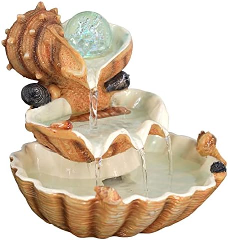 GEEZY Indoor Tabletop Fountain Water Feature LED Lights Polyresin Statues Home Decoration (Lotus Fountain)