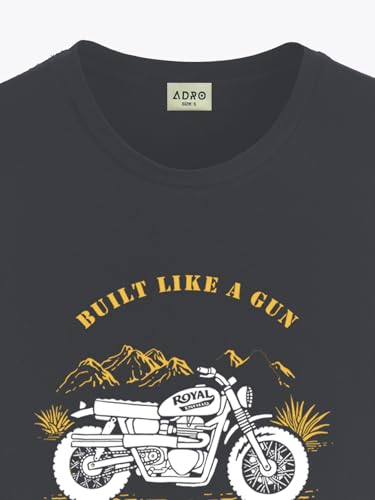Image of ADRO Men's Royal Bike Design Printed 100% Cotton T-Shirt - Regular Fit, Printed T-Shirts for Men