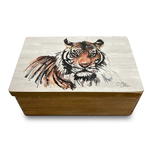 Boîte à bijoux en bois - Tigre - Boîte à bijoux - Boîte à souvenirs - Boîtes cadeaux en bois et souvenirs - Cadeaux de mariage - Rangement pour homme et femme - Boîtes souvenirs avec couvercles