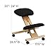 Flash Furniture Posey Mobile Wooden Kneeling Office Chair for Improved Posture, Height-Adjustable Ergonomic Office Kneeling Chair, Natural/Black