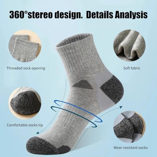 Men's Athletic Ankle Socks 5 Pack Mens Casual Running Sock Sports Socks Absorbing Sweat Anti-Odor Cotton Socks Size 6-12 (Black)3