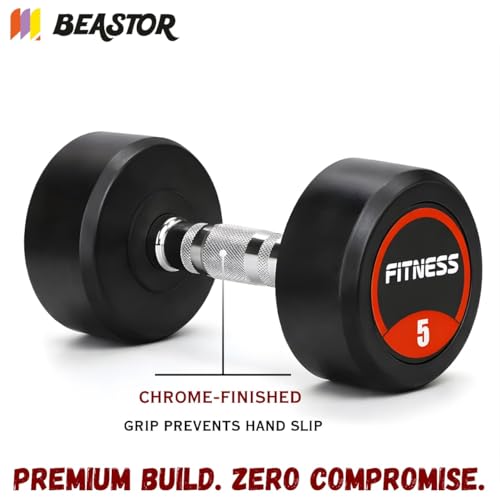 Image of Bouncer Dumbbells Pair 5 kg x 2 for Home & Gym Workout | Fixed Weight Dumbbells for Strength Training & Muscle Building | Heavy Duty, Unbreakable Gym Equipment (Black, 5kg)