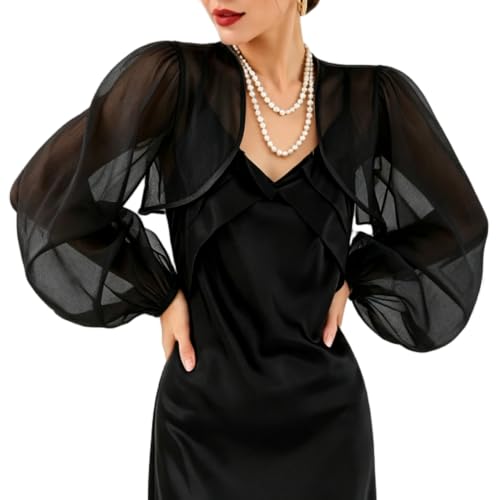 Vestido tipo encogimiento de hombros transparente negro para cenas y eventos nocturnos de gala